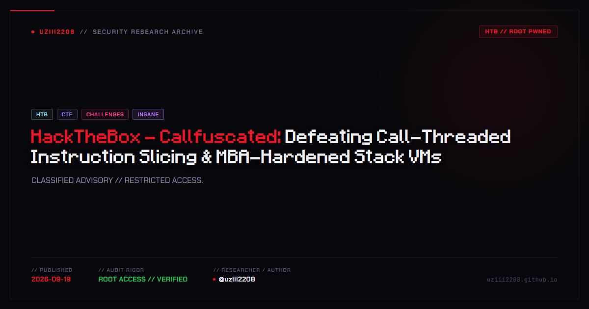 HackTheBox - Callfuscated: Defeating Call-Threaded Instruction Slicing & MBA-Hardened Stack VMs