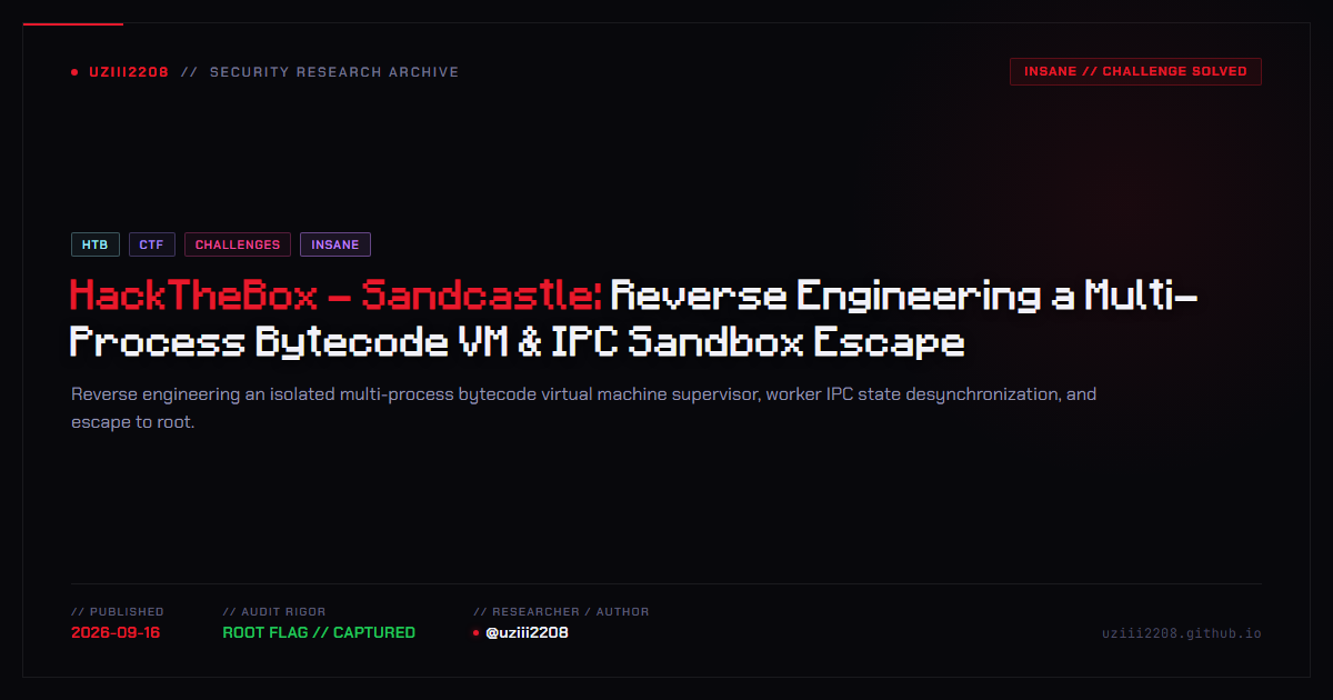 HackTheBox - Sandcastle: Reverse Engineering a Multi-Process Bytecode VM & IPC Sandbox Escape