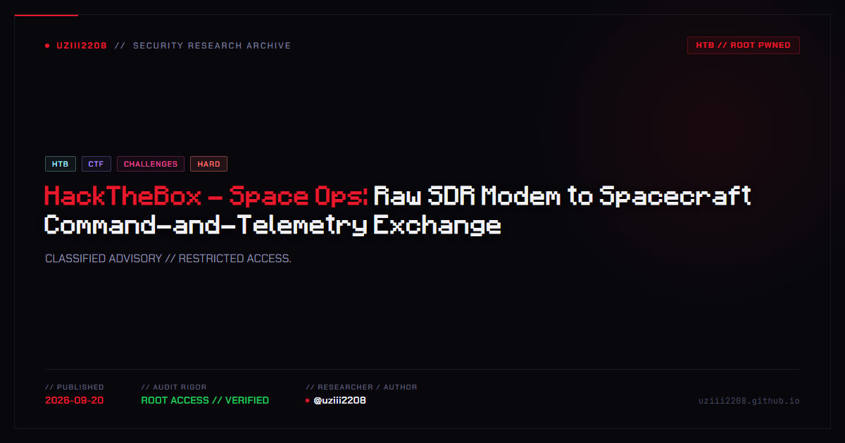 HackTheBox - Space Ops: Raw SDR Modem to Spacecraft Command-and-Telemetry Exchange