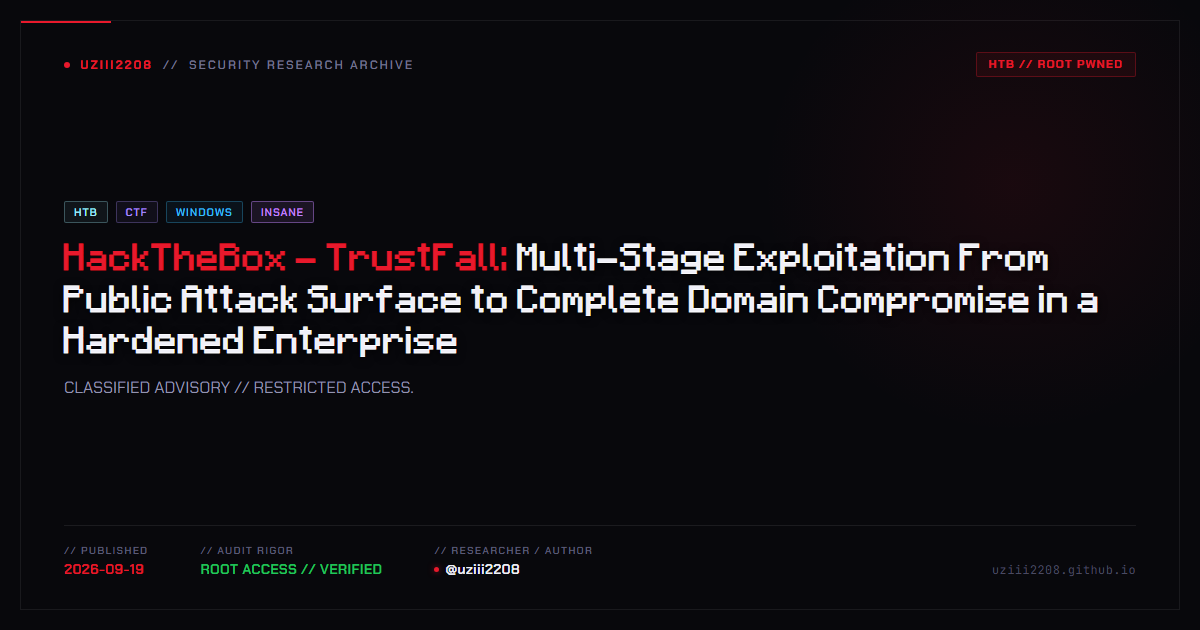 HackTheBox - TrustFall: Multi-Stage Exploitation From Public Attack Surface to Complete Domain Compromise in a Hardened Enterprise